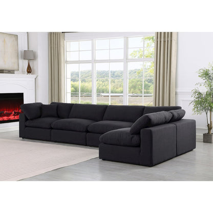 Comfy Black Linen Textured Fabric Modular Sectional