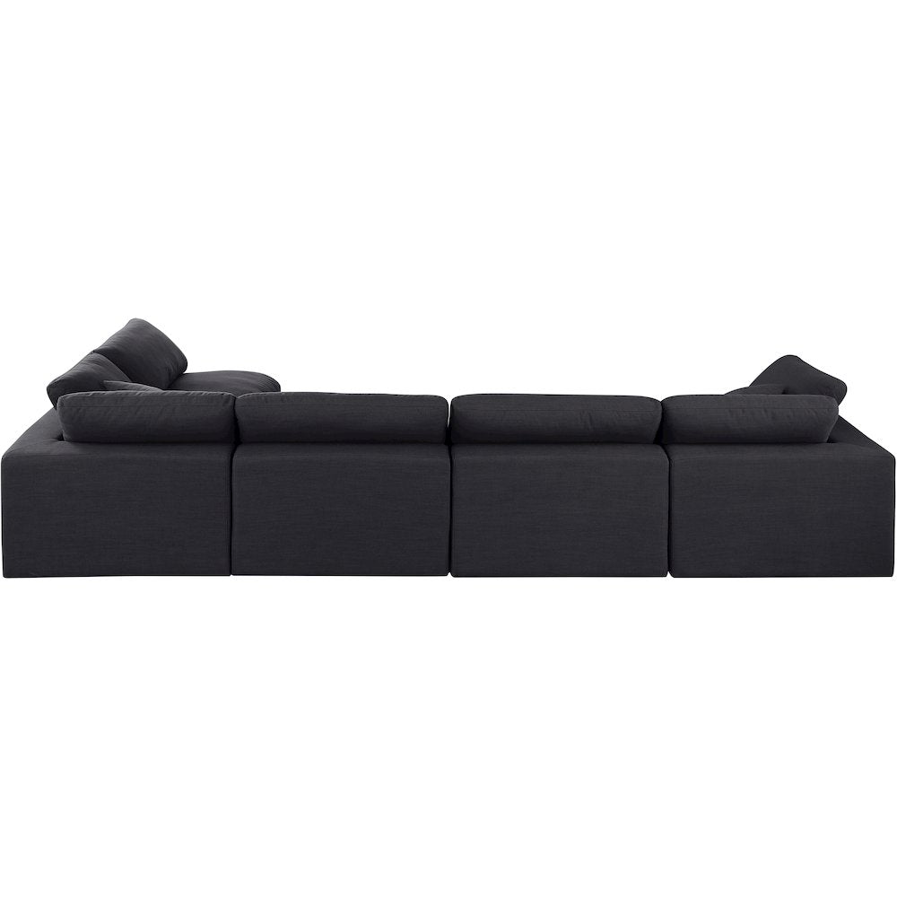 Comfy Black Linen Textured Fabric Modular Sectional