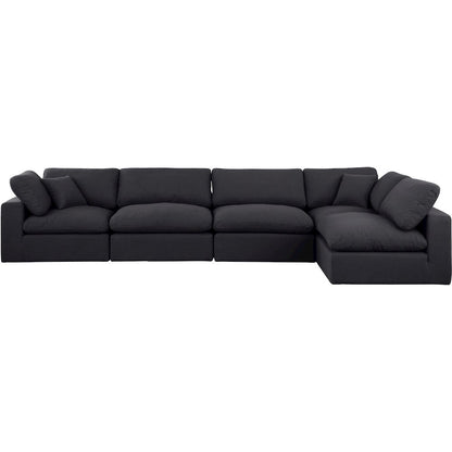 Comfy Black Linen Textured Fabric Modular Sectional