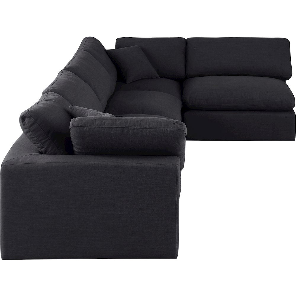 Comfy Black Linen Textured Fabric Modular Sectional