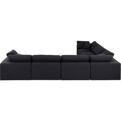 Comfy Black Linen Textured Fabric Modular Sectional