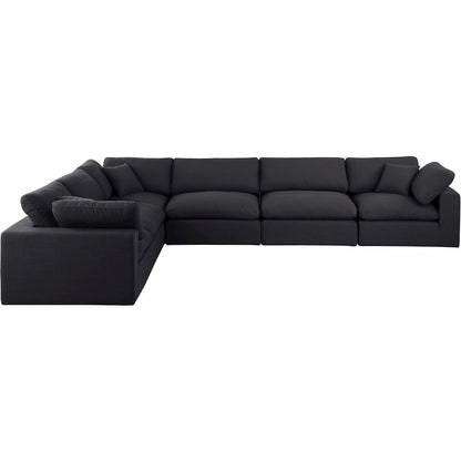 Comfy Black Linen Textured Fabric Modular Sectional