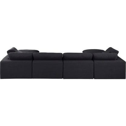 Comfy Black Linen Textured Fabric Modular Sectional