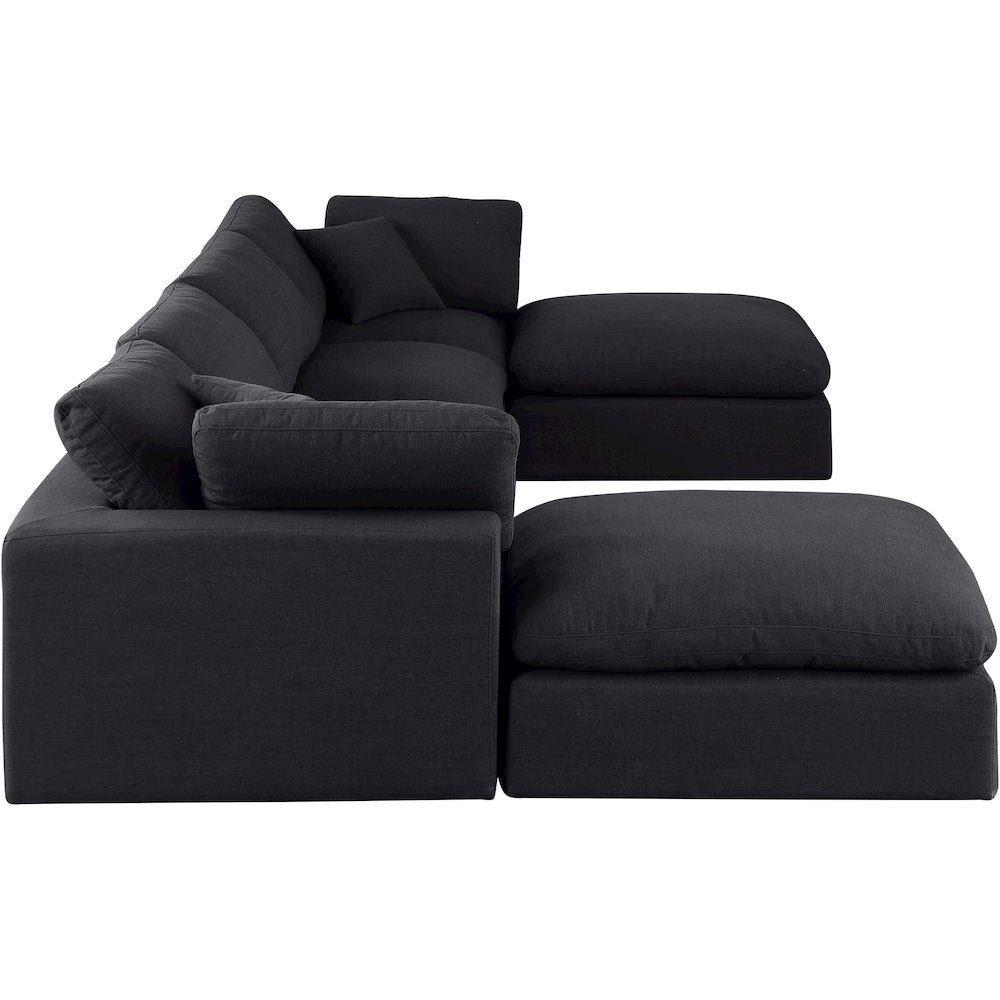 Comfy Black Linen Textured Fabric Modular Sectional