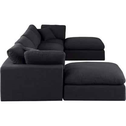 Comfy Black Linen Textured Fabric Modular Sectional