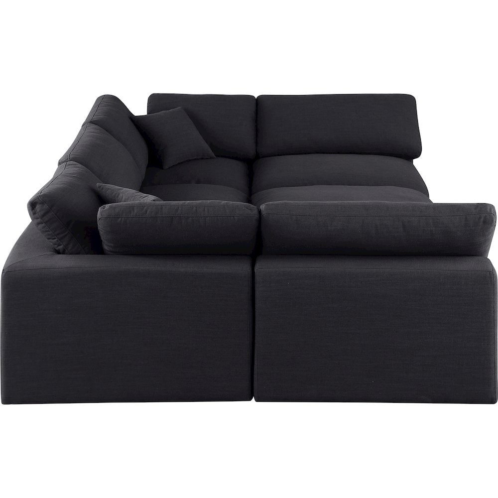 Comfy Black Linen Textured Fabric Modular Sectional