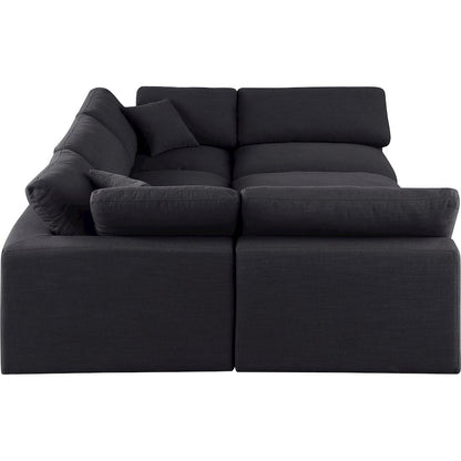 Comfy Black Linen Textured Fabric Modular Sectional