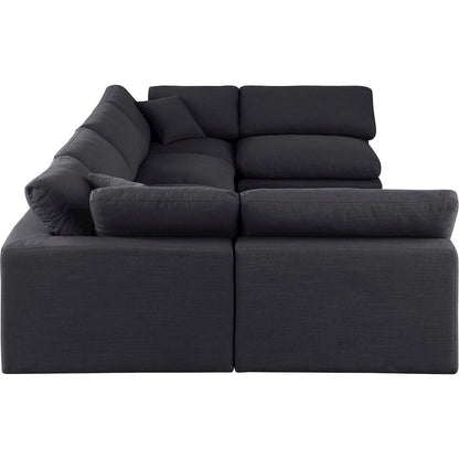 Comfy Black Linen Textured Fabric Modular Sectional