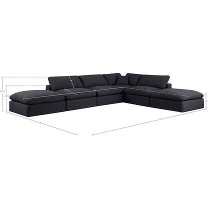 Comfy Black Linen Textured Fabric Modular Sectional