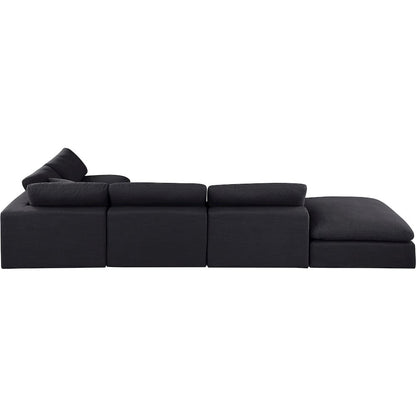 Comfy Black Linen Textured Fabric Modular Sectional