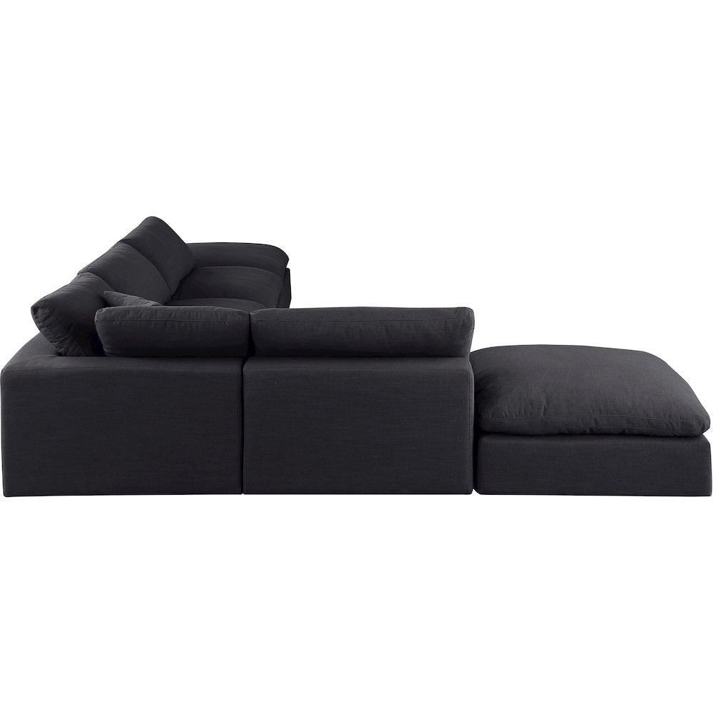 Comfy Black Linen Textured Fabric Modular Sectional