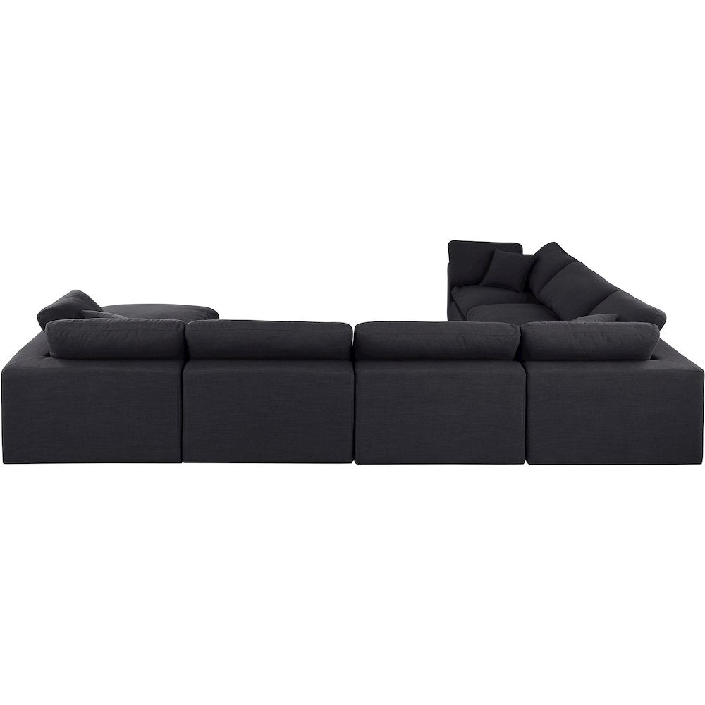 Comfy Black Linen Textured Fabric Modular Sectional