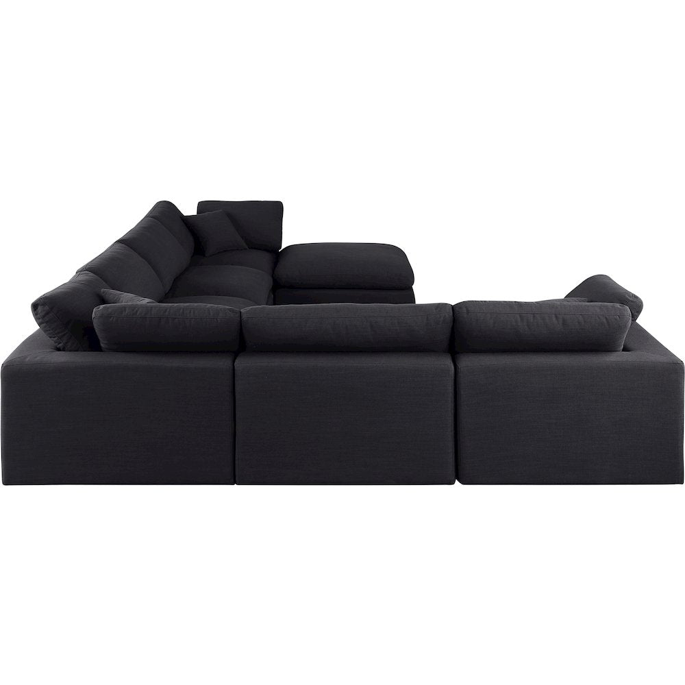 Comfy Black Linen Textured Fabric Modular Sectional