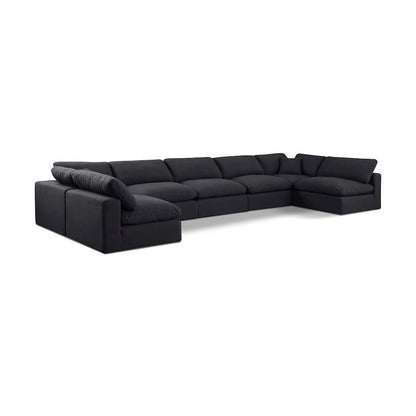 Comfy Black Linen Textured Fabric Modular Sectional