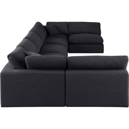 Comfy Black Linen Textured Fabric Modular Sectional