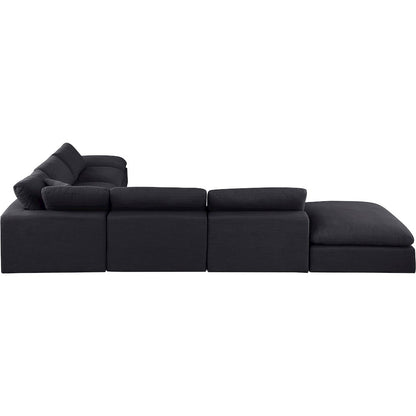 Comfy Black Linen Textured Fabric Modular Sectional