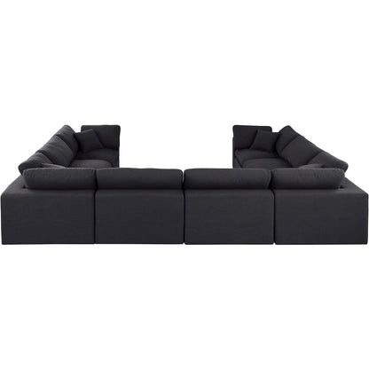 Comfy Black Linen Textured Fabric Modular Sectional