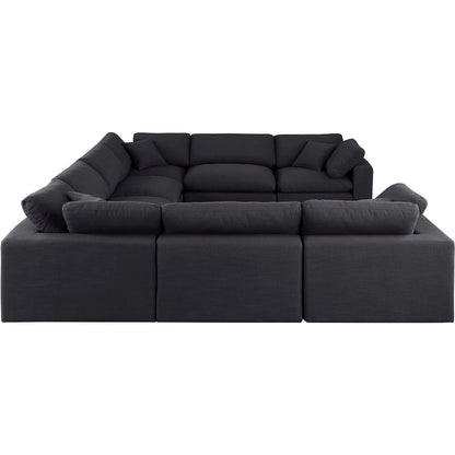 Comfy Black Linen Textured Fabric Modular Sectional