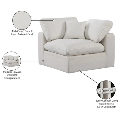 Comfy Cream Linen Textured Fabric Modular Corner Chair