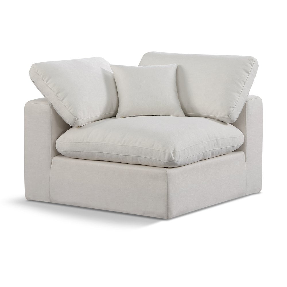 Comfy Cream Linen Textured Fabric Modular Corner Chair