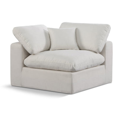 Comfy Cream Linen Textured Fabric Modular Corner Chair