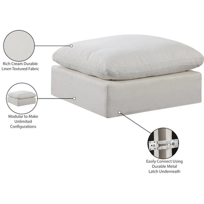 Comfy Cream Linen Textured Fabric Modular Ottoman