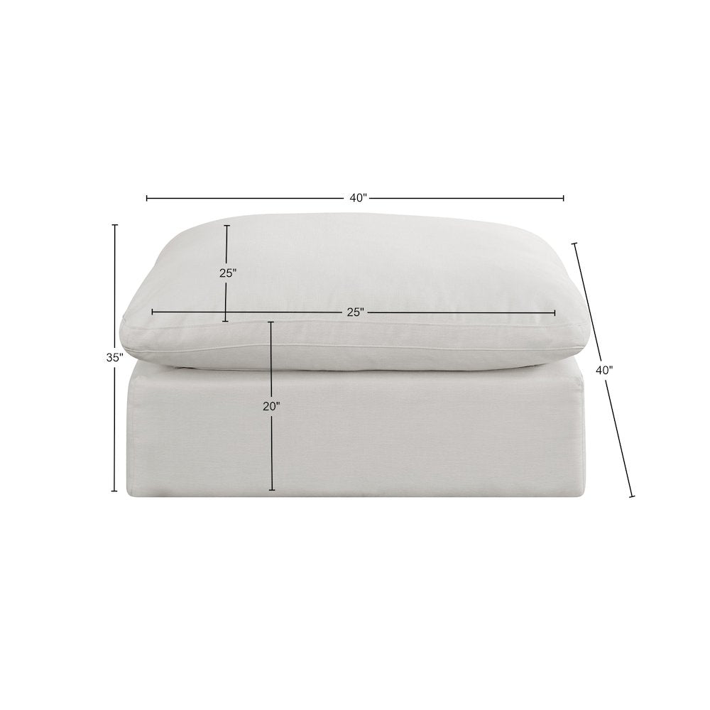 Comfy Cream Linen Textured Fabric Modular Ottoman