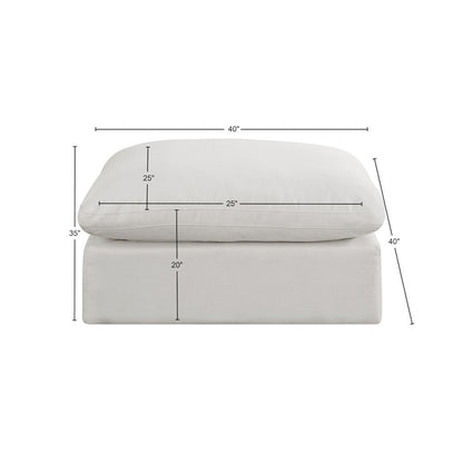 Comfy Cream Linen Textured Fabric Modular Ottoman