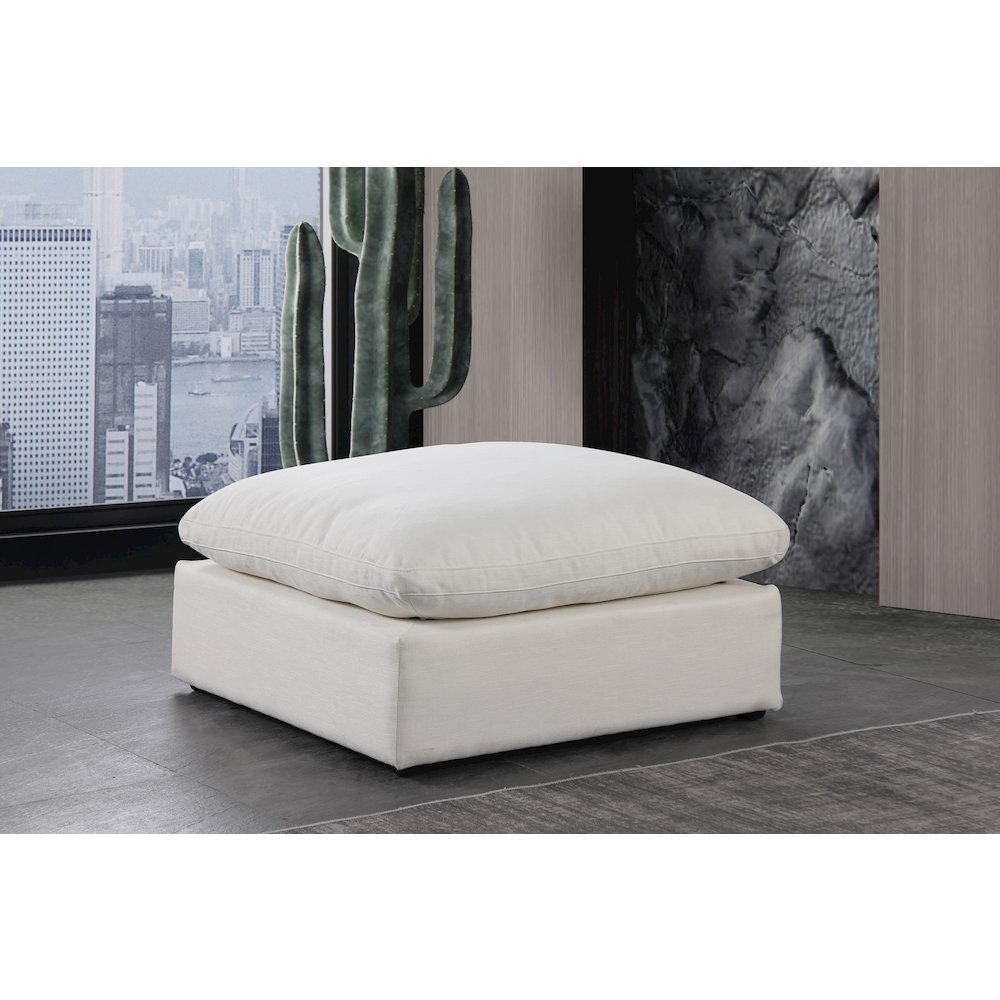 Comfy Cream Linen Textured Fabric Modular Ottoman