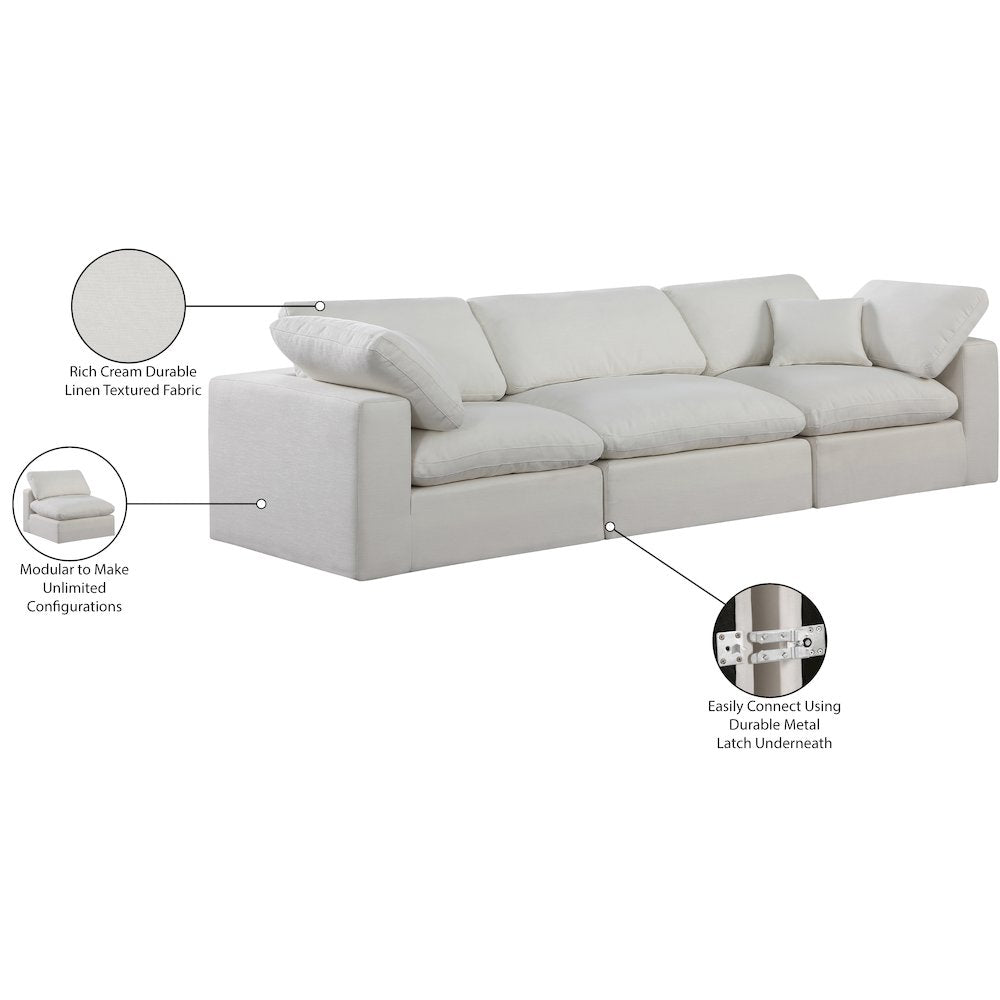 Comfy Cream Linen Textured Fabric Modular Sofa