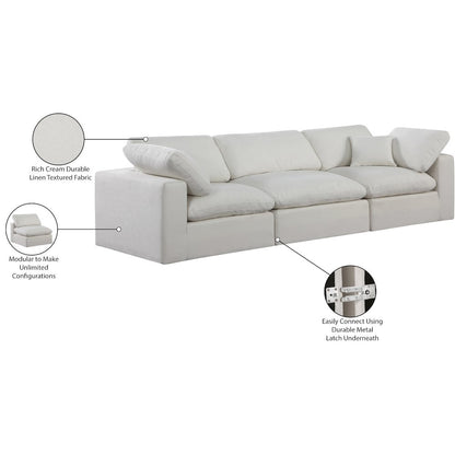 Comfy Cream Linen Textured Fabric Modular Sofa
