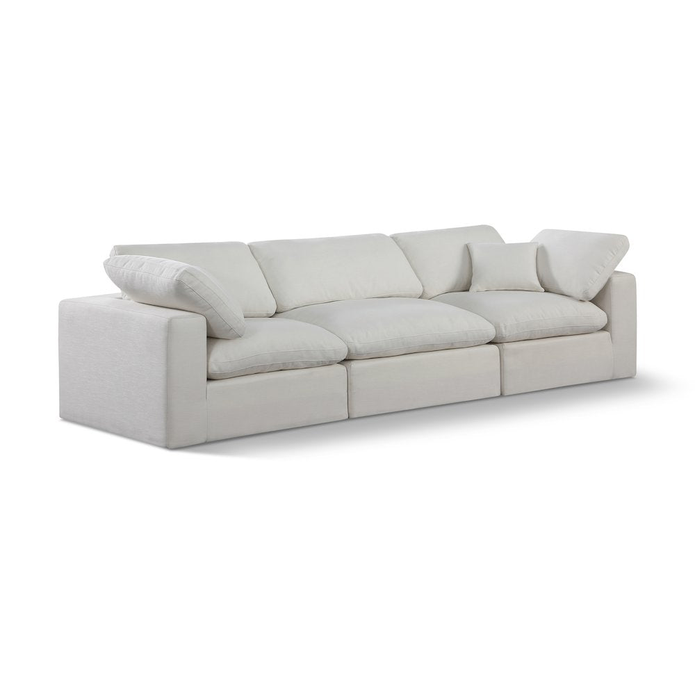 Comfy Cream Linen Textured Fabric Modular Sofa