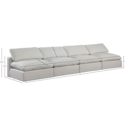 Comfy Cream Linen Textured Fabric Modular Sofa