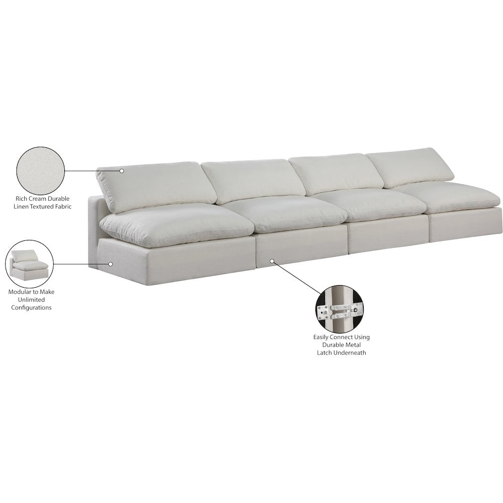 Comfy Cream Linen Textured Fabric Modular Sofa