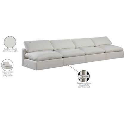 Comfy Cream Linen Textured Fabric Modular Sofa