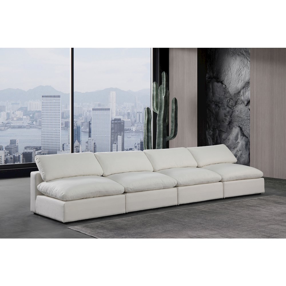 Comfy Cream Linen Textured Fabric Modular Sofa