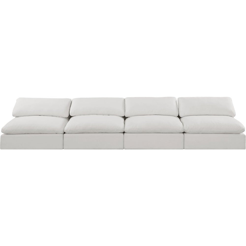 Comfy Cream Linen Textured Fabric Modular Sofa
