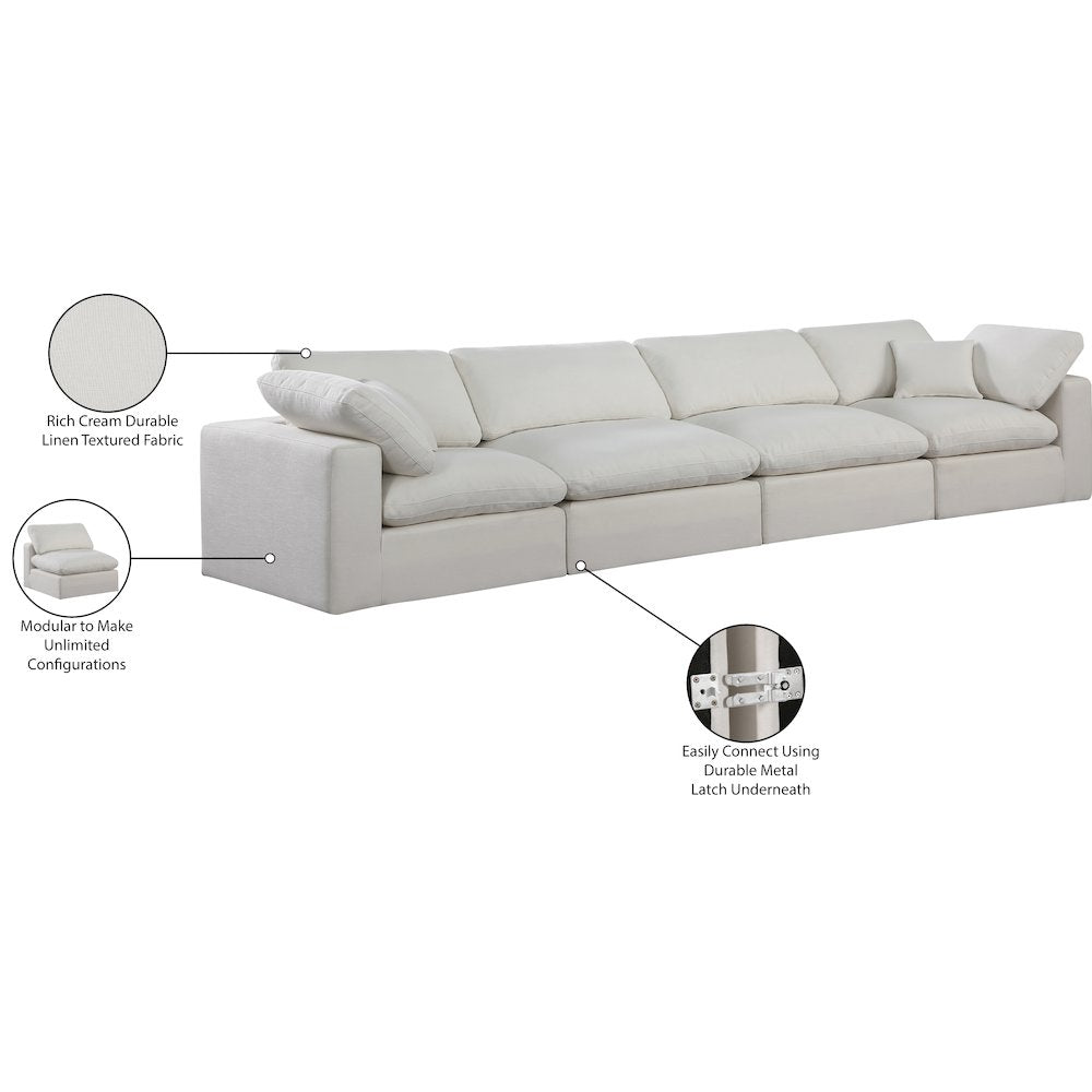 Comfy Cream Linen Textured Fabric Modular Sofa