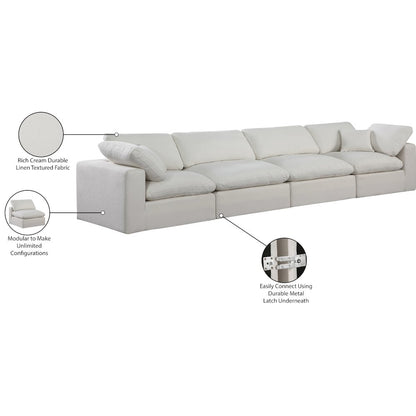 Comfy Cream Linen Textured Fabric Modular Sofa