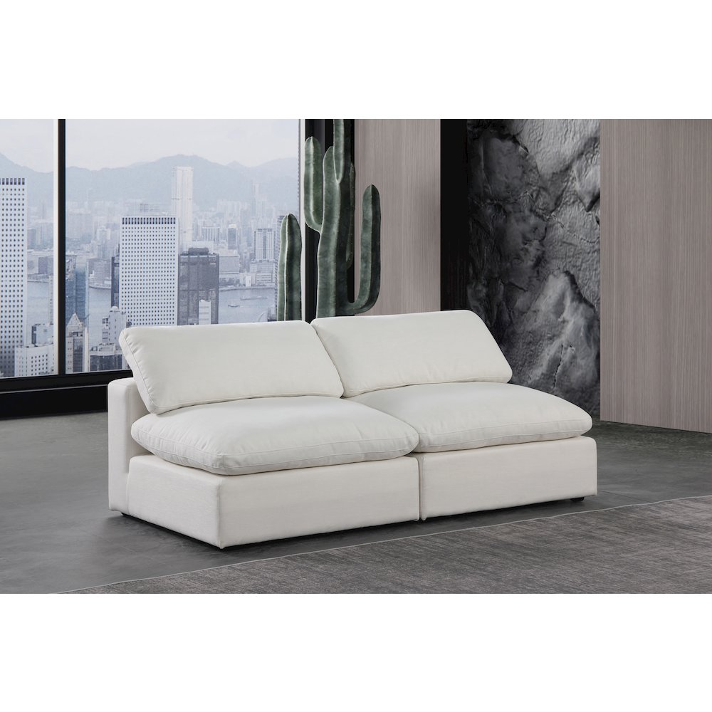 Comfy Cream Linen Textured Fabric Modular Sofa