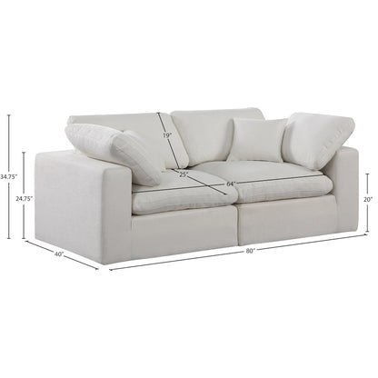 Comfy Cream Linen Textured Fabric Modular Sofa