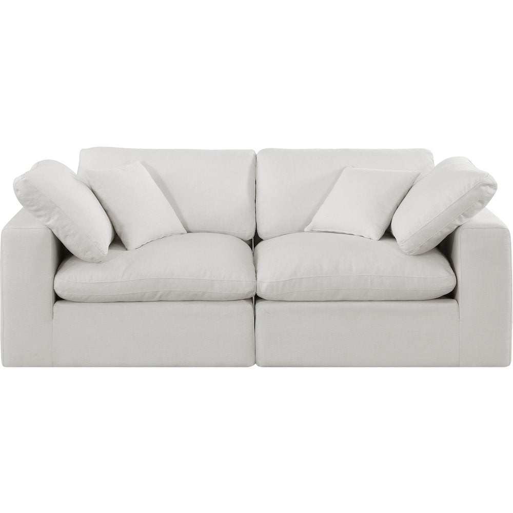 Comfy Cream Linen Textured Fabric Modular Sofa