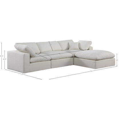 Comfy Cream Linen Textured Fabric Modular Sectional