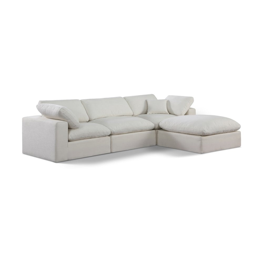 Comfy Cream Linen Textured Fabric Modular Sectional