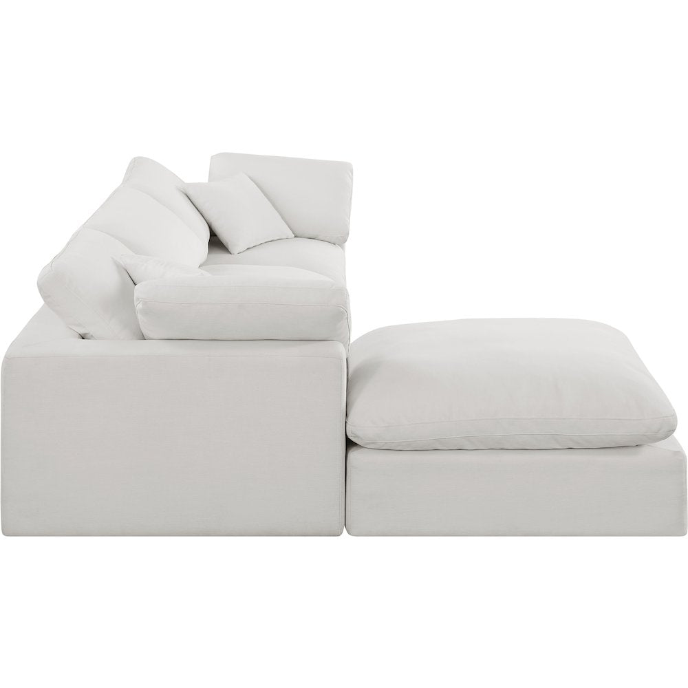 Comfy Cream Linen Textured Fabric Modular Sectional