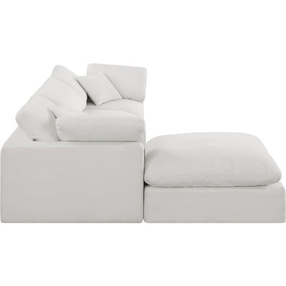 Comfy Cream Linen Textured Fabric Modular Sectional