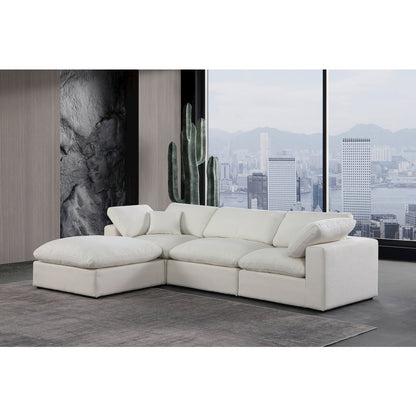 Comfy Cream Linen Textured Fabric Modular Sectional