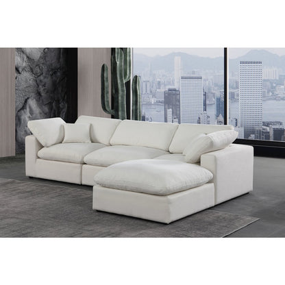 Comfy Cream Linen Textured Fabric Modular Sectional
