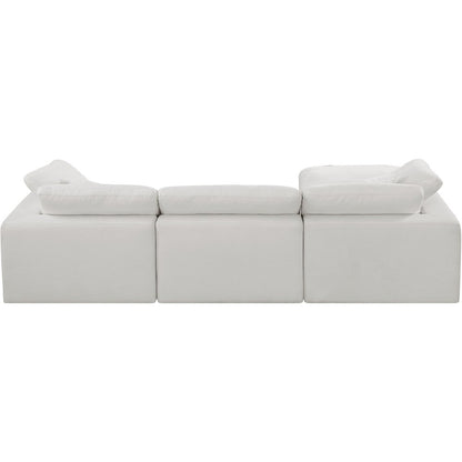 Comfy Cream Linen Textured Fabric Modular Sectional