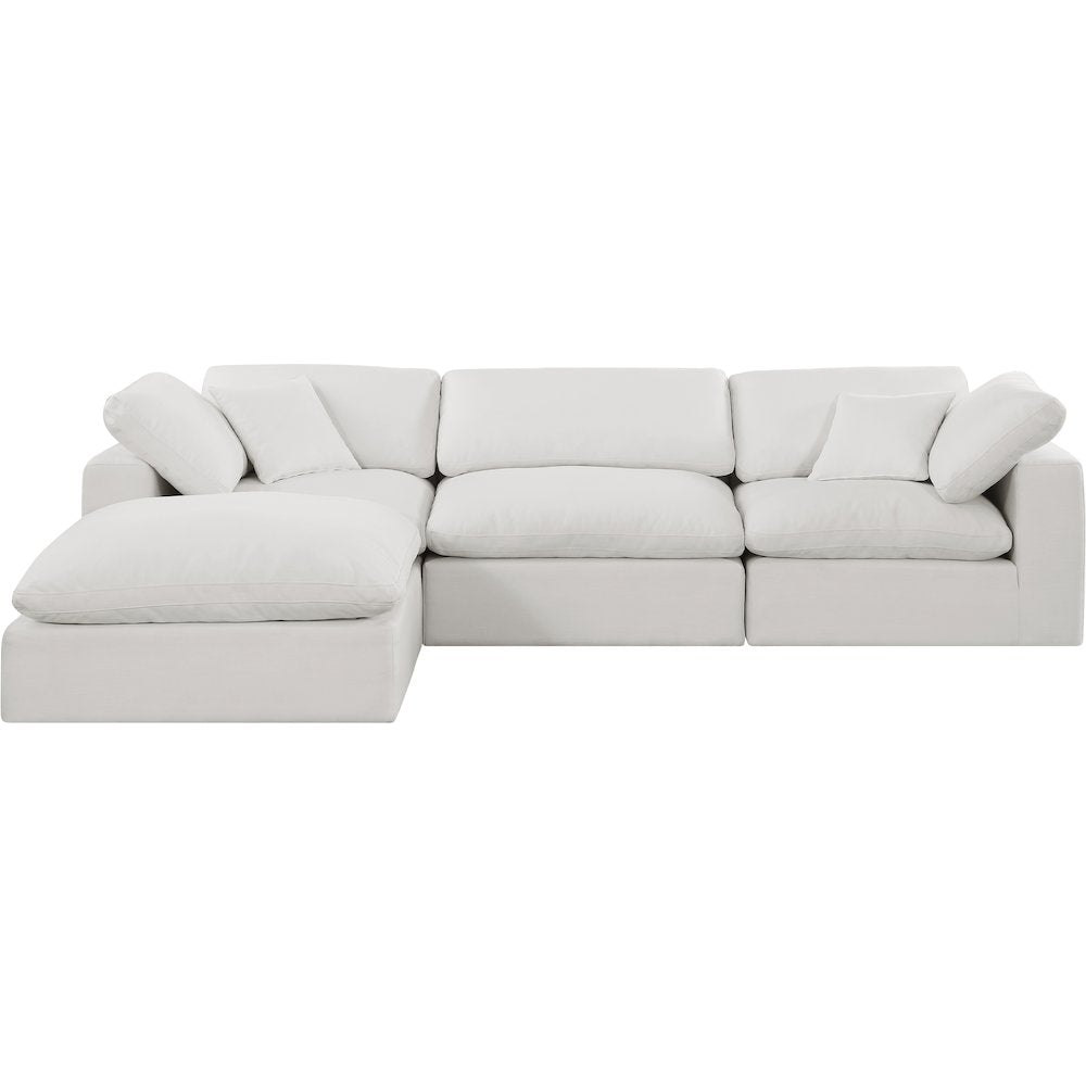Comfy Cream Linen Textured Fabric Modular Sectional